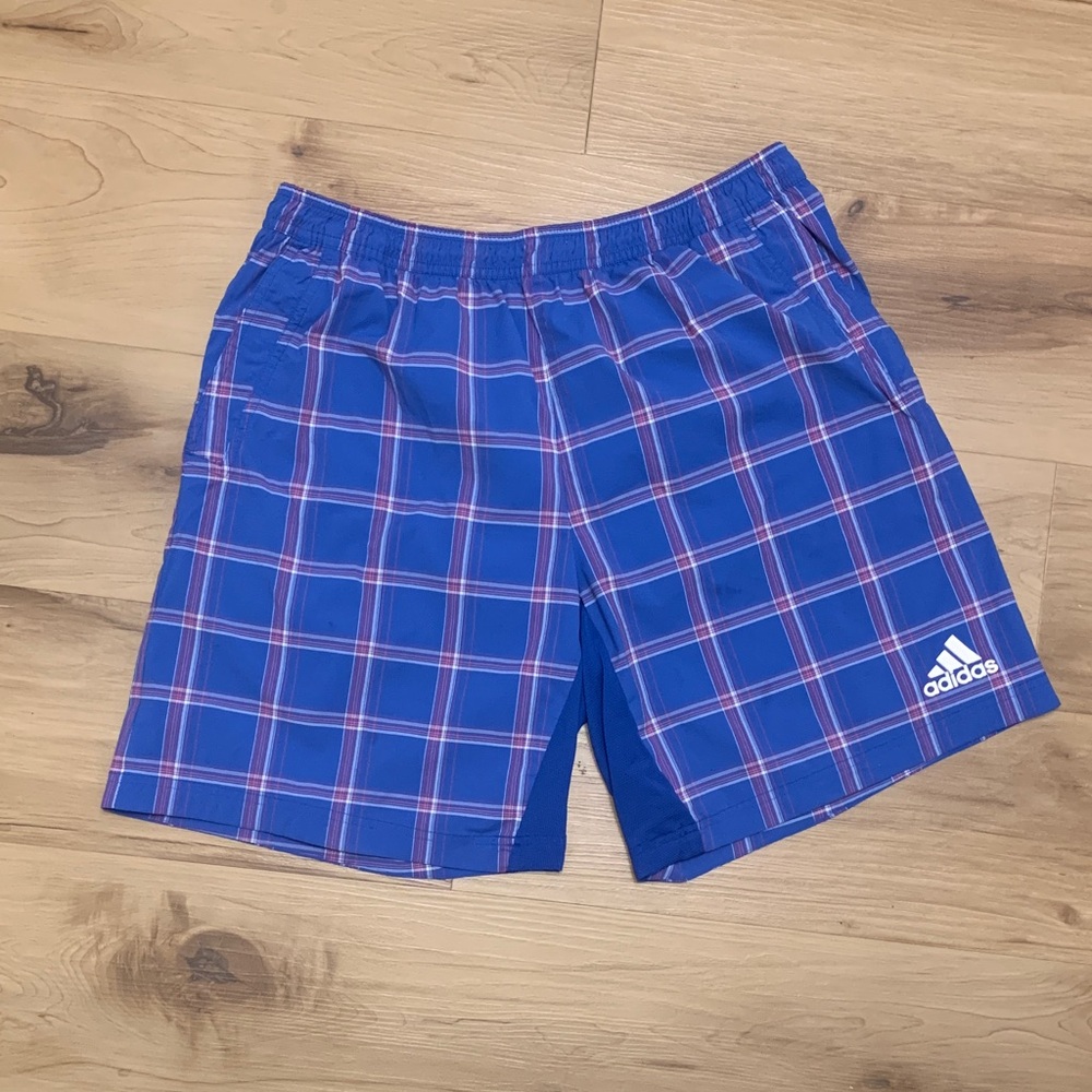 Adidas Checkered Blue and Pink Shorts